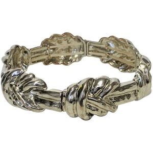 Vintage Silver Over Copper Rope Knot Link Tone Stretch Bracelet Women’s jewelry